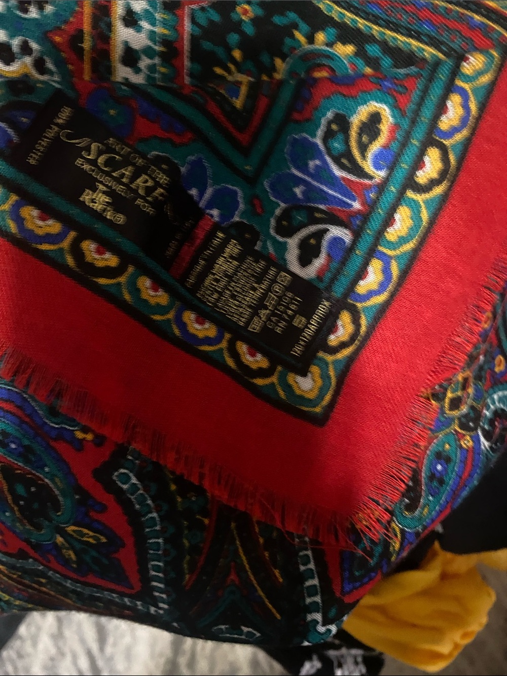 Art of the Scarf by The Rack Red Paisley Fringe Scarf